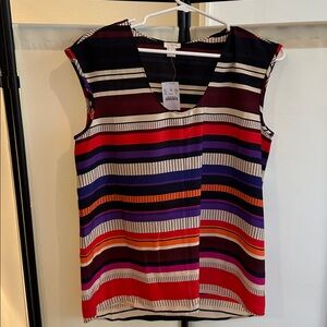 J. Crew Factory Burgundy and Navy Striped Top NWT
